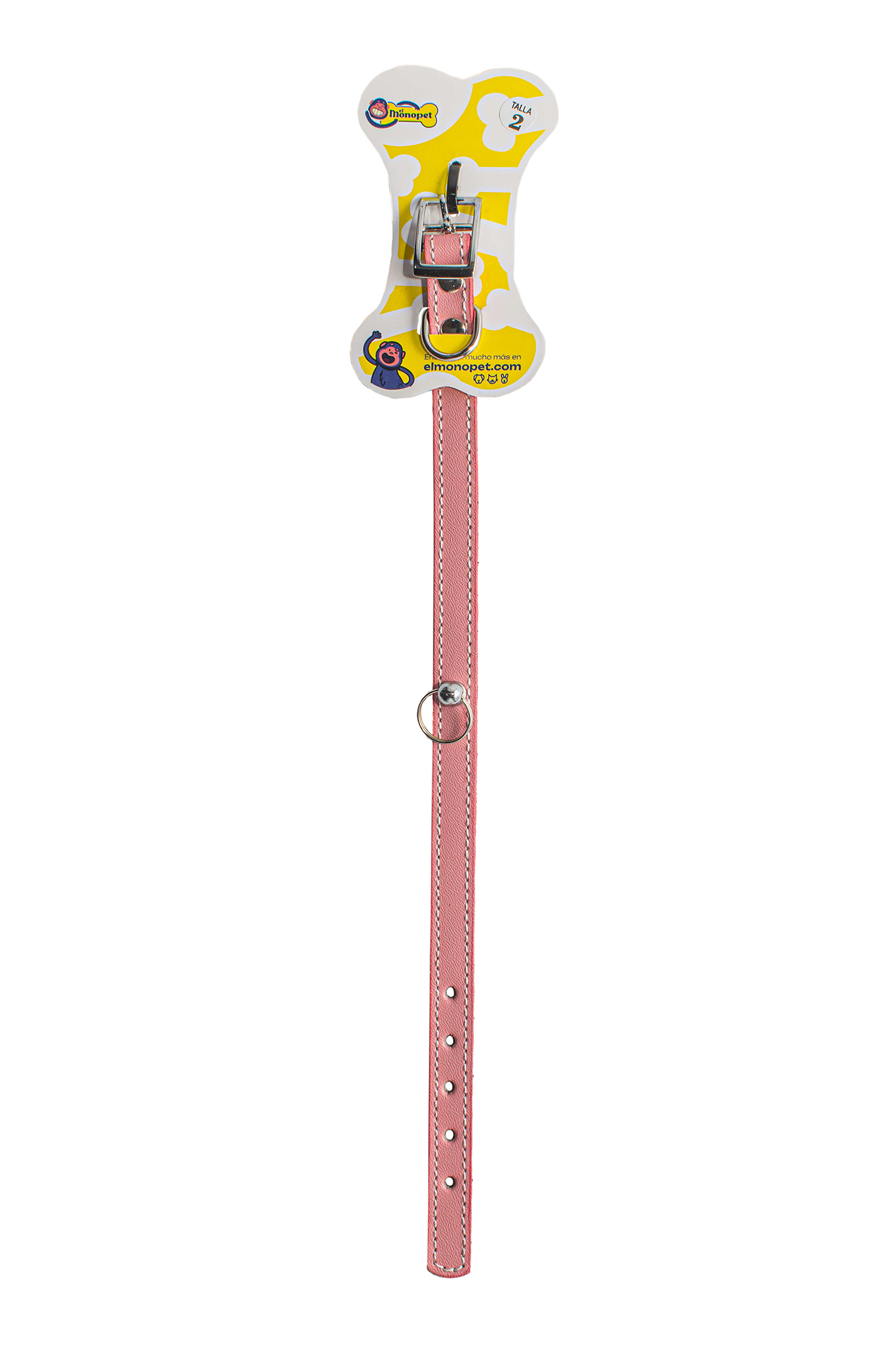 Collar de cuero liso para perro elmonopet talla 2