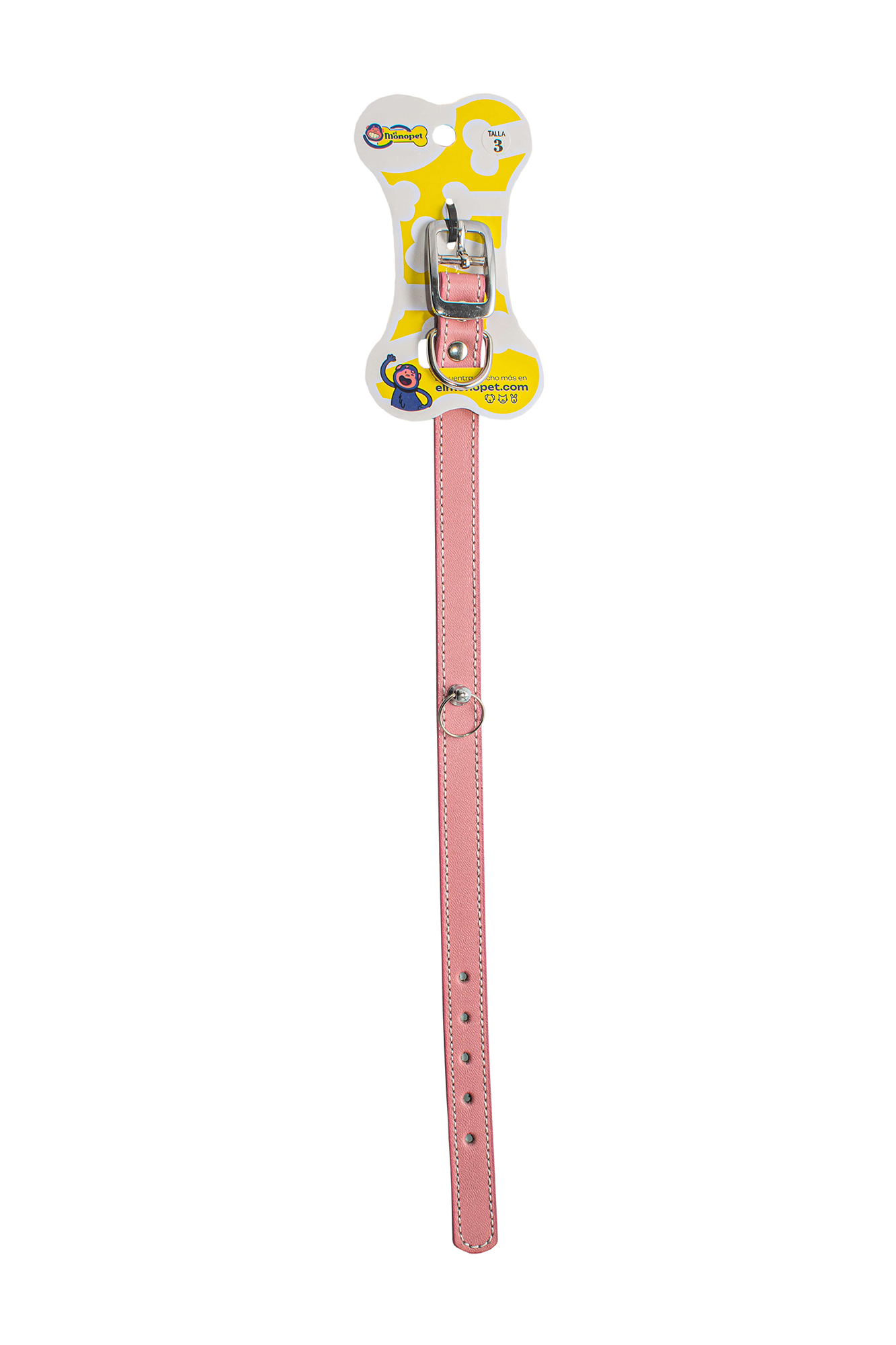 Collar de cuero liso para perro elmonopet talla 3