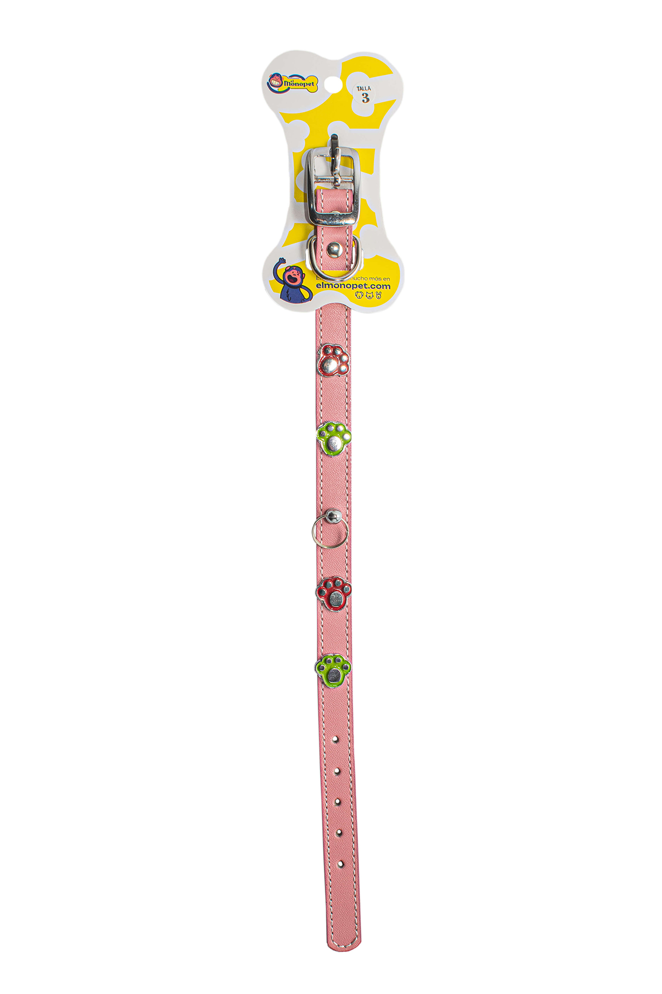 Collar de cuero con pines para perro elmonopet talla 3